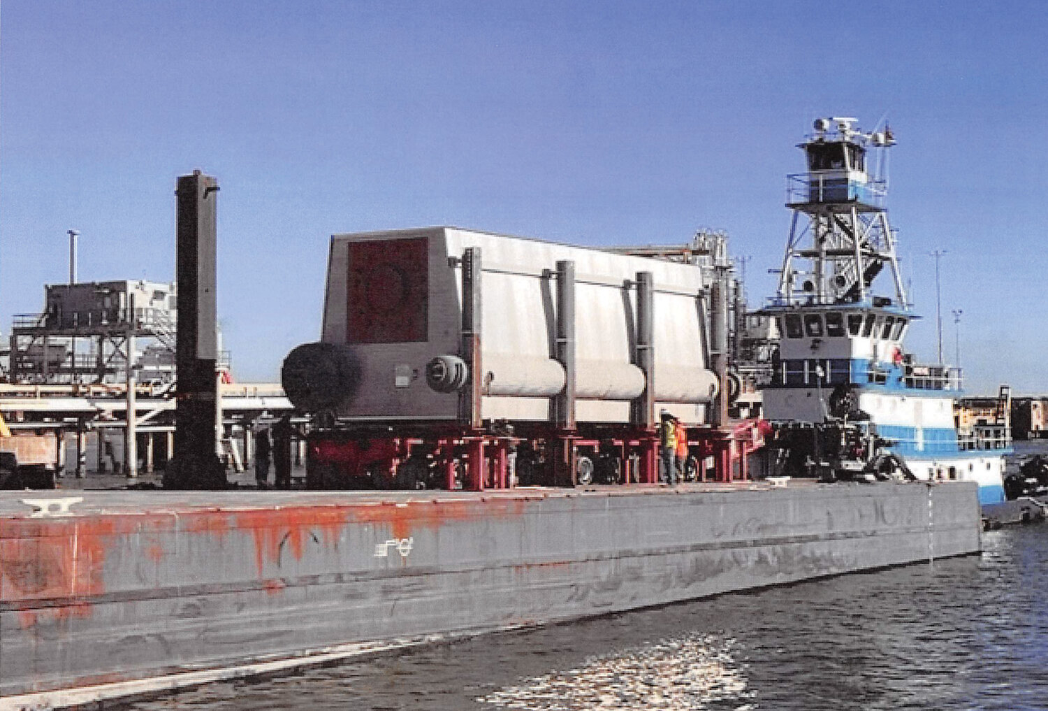 Barnhart Crane and Rigging plans to move a 220,000-pound boiler from Texas to the Florida Crystals Plant in South Bay. They provided this photo of a similar boiler they moved by barge last year.